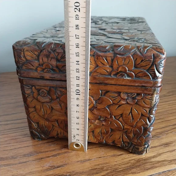 Hand-Carved Floral Wood Nesting Boxes - Brown - Picture 10 of 16